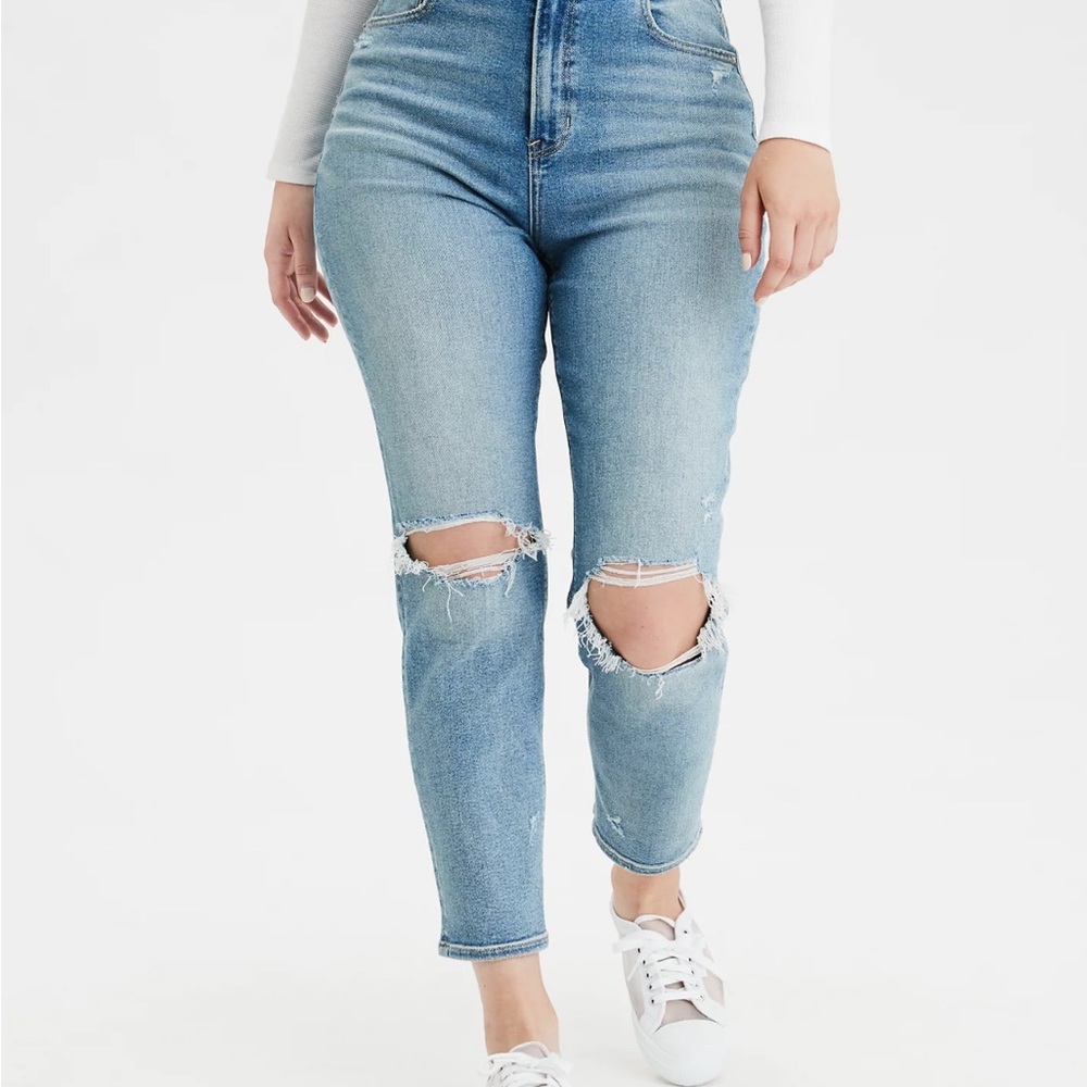 NWT American Eagle Stretch Ripped Curvy Mom Jean — size 2 SHORT